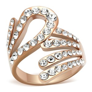 Slickblue Stylish Women's Rose Gold Plated Brass Ring with Clear Crystal, Ideal for Special Occasions, Size 5-10 - 1 of 4