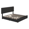 Queen Size Bed Frame with 4 Storage Drawers , Linen Upholstered Platform Bed Frame with Headboard and Footboard - 3 of 4