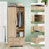 Brafab 71" Modern Functional Armoire Wardrobe Closet with Adjustable Shelf and Hanging Rail, 2 Wide Drawers,beige - 3 of 4