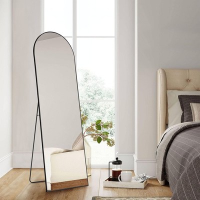 FURNIinspire Full Length Mirrors Floor Standing Mirror, Full Length Mirror With Aluminum Alloy Thin Frame, Black, 21"*64"