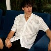 Campus Sutra Men Men's Cream White Zig-Zag Sheer Shirt - 2 of 4