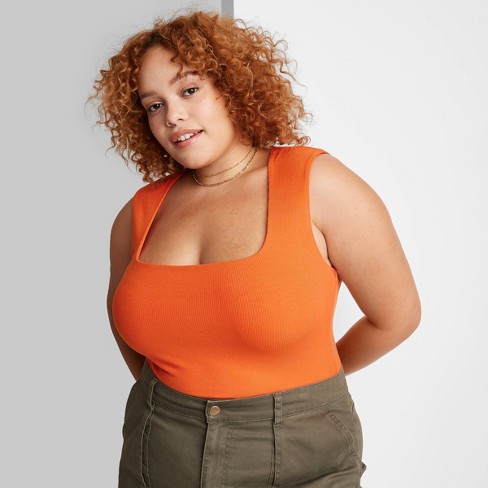 Women's Square Neck Bodysuit - Wild Fable™ Dark Orange 2x : Target