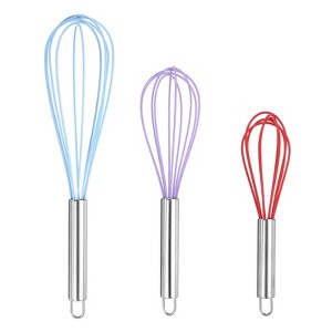 Unique Bargains Stainless Steel Silicone Non-Stick Coated Heat-Resistant Whisk 3 Pcs - 1 of 4