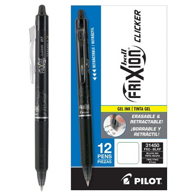 Pilot 12ct Frixion Clicker Erasable Retractable Gel Pens Fine Point 0.7mm Black