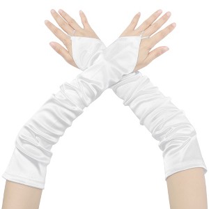 INSPIRE CHIC Women's Fingerless Satin Elbow Long Gloves 1 Pair - 1 of 4