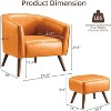 Accent Chair with Ottoman Modern Barrel Chair Footrest Mid Century Upholstered Armchair for Living Room Bedroom Office - 3 of 4