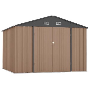 8x8 FT Outdoor Metal Storage Shed, Steel Utility Shed Storage, Metal Shed Outdoor Storage with Lockable Door Design with Sloped Roof - 1 of 4