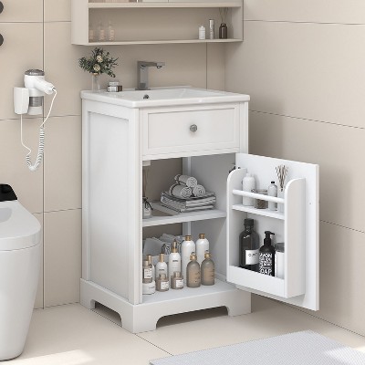 NicBex Bathroom Vanity with Sink,Bathroom Sink Vanity with Soft Closing Door,18/18.3/18.5 inch Bathroom Sink Cabinet for Bathroom,White/Black
