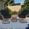 360° Swivel Chairs for Outside Patio Set of 3,PE Wicker Luxury Lounger Chair with Coffe Table,Soft Cushion for Apartment Balcony,Patio,Porch,Yard - 2 of 4