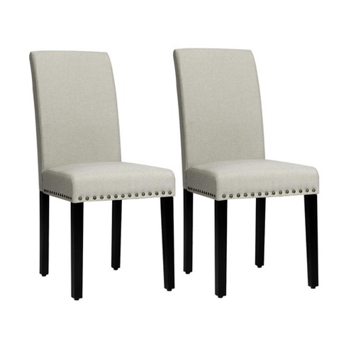 Linen dining chairs with store nailhead trim