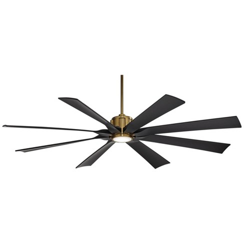 70" Possini Euro Design Defender Modern Indoor Outdoor Ceiling Fan with Dimmable LED Light Remote Soft Brass Matte Black Damp Rated for Patio Exterior - image 1 of 4