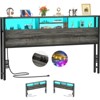 Aheaplus Storage Headboard with Power Outlets & Led Lights, Height Adjustable, Reversible Headboard - 4 of 4