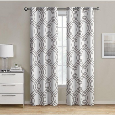Kate Aurora Contemporary Living 2 Pack Geometric Blackout Grommet Curtains - 38 in. W x 84 in. L, Gray