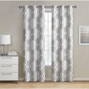 Kate Aurora Contemporary Living 2 Pack Geometric Blackout Grommet Curtains - 38 in. W x 84 in. L, Gray - 1 of 1