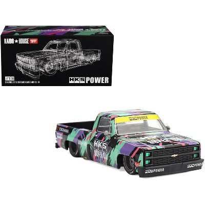 Chevrolet Silverado Pickup Truck "KAIDO HKS V1" Black with Graphics "Kaido House" Special 1/64 Diecast Model Car by Mini GT
