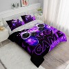Boy's 3D Game Controller Geometric Bedding Set, Modern Purple Graffiti Style, Three-Piece Set - 2 of 4