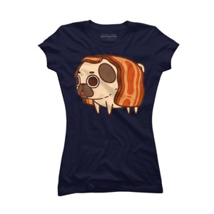 Junior's Design By Humans Puglie Bacon Strip By Puglie T-Shirt - 1 of 3