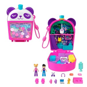 Polly Pocket Dolls & Playset, Bubble Tea Panda Compact, Animal Toy with 2 Micro Dolls, Pet Panda & Food Accessories - 1 of 3