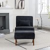 Corduroy Accent Chair with Ottoman, Single Sofa with Walnut Wooden Leg for Living Room, BedRoom, Office - Maison Boucle - 4 of 4