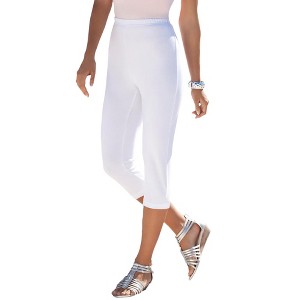 Roaman's Women's Plus Size Essential Stretch Capri Legging - 1 of 4