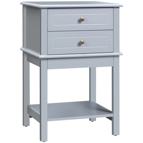 HOMCOM Modern Style Nightstand Side Table with Drawer and Storage Shelf for Bedroom or Living Room White