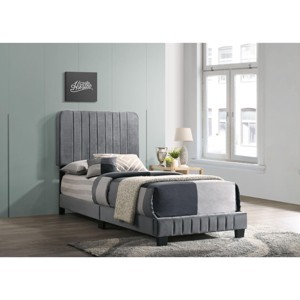 CAVINAS Twin Size Cozy Casual Platform Bed Frame with High Upholstered Headboard,No Box Spring Needed - 1 of 4