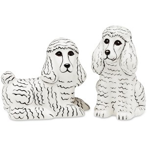 Pavilion Gift Company - Triximae & Marshmallow- White Pdle - 3.25" Dog S & P Shaker Set - Salt and Pepper Shakers - 1 of 2