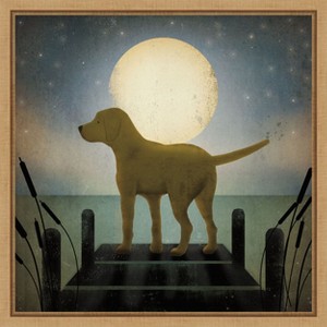 Amanti Art Moonrise Yellow Dog by Ryan Fowler Framed Canvas Wall Art - 1 of 4