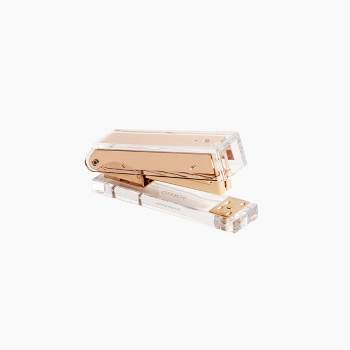 SIRMEDAL Elegant Ultra Clear Acrylic Office Supplies Acrylic Stapler Matte Gold Desktop Stapler with 1000pcs Staples for Office Accessories(Gold)
