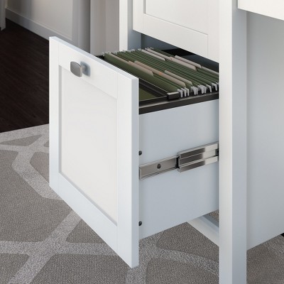 Pure White Transitional Wood Desk with Drawers and Keyboard Tray