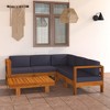 vidaXL Modern 6 Piece Acacia Wood Patio Lounge Set with Dark Gray Cushions - Comfortable Outdoor Furniture for Garden, Patio, or Balcony - 2 of 4