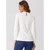 Allegra K Women's Mock Neck Ribbed Knit Smocked Ruffle Cuff Lantern Long Sleeve Top - 4 of 4