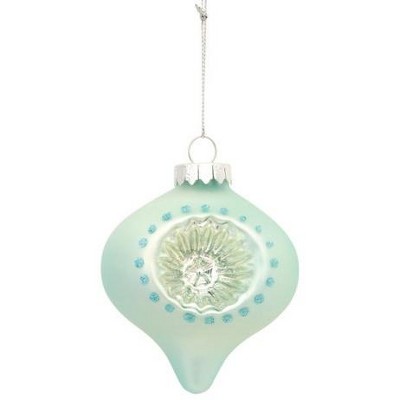 Melrose 3.5" Glitter Glass Onion Retro Reflector Christmas Ornament - Seafoam Green