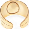Anna-Kaci Women's Wide Statement Ring Gold Tone with Round Stone Marble-Like Stone and Textured Details - 3 of 4