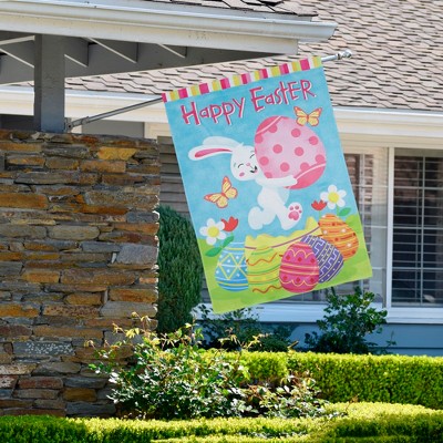 Pink Polyester Easter Bunny Garden Yard Banner 40" x 28"
