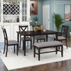 Counter Height Dining Sets 6 Piece, Dining Table Set For 6, Dining Set Solid Wood With X-Shaped Backrests Chairs -Cuddlewood - 3 of 4