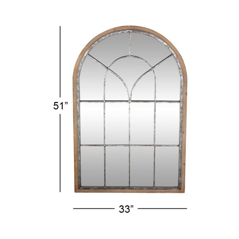 Glass Window Pane Inspired Wood Wall Mirror with Arched Top Brown - Olivia &#38; May, 4 of 19