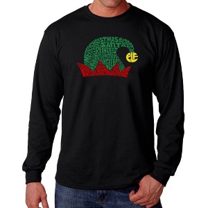 LA Pop Art Christmas Elf Hat - Men's Word Art Long Sleeve T-Shirt - 1 of 4