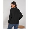 Women's Pullover Sweater Knit with Vintage Pearl Button Tops and Polo Neck, Ribbed Cuff Long Sleeve for Casual Business Outfits,Black - M - 2 of 4