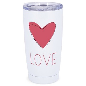 Elanze Designs Love Stitched Up Heart Wrap-Around Design 20 Ounce Stainless Steel On-The-Go Coffee Mug, Thermal Travel Tumbler with Leak Resistant - 1 of 4