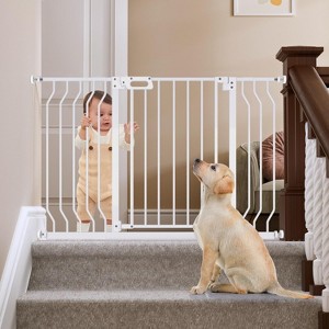 GROWNSY Baby Gate, 29.5"-53" Auto-Close Dog Gate for Stairs & Doorways, Pressure-Mounted Easy Install Baby Gate - No Drill, Anti-Trip, White - 1 of 4