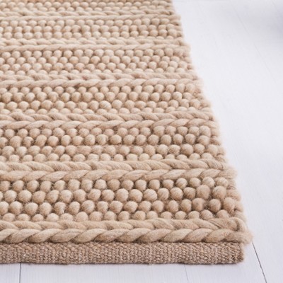 Beige Flat Woven Handmade Wool Area Rug