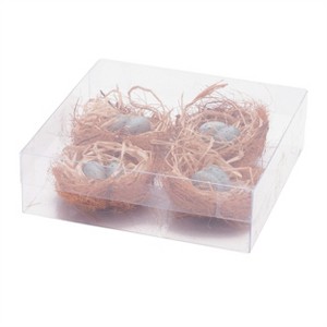 Twig Bird Nest with Eggs and Raffia (Set of 8) - 1 of 2