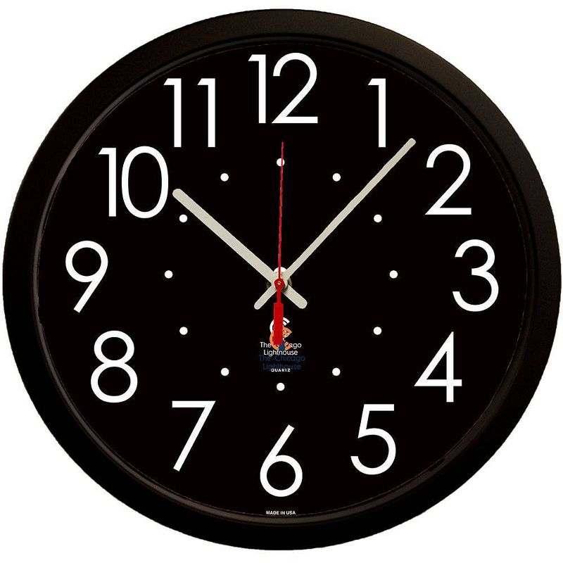 16.5&#34; Contemporary Extra Large High Contrast Decorative Wall Clock Black - The Chicago Lighthouse, 1 of 6