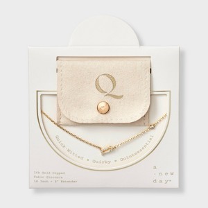 14K Gold Dipped Cubic Zirconia Initial Necklace - A New Day™ - 1 of 4