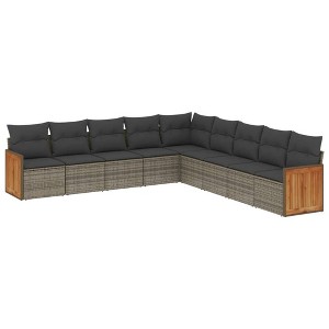 vidaXL 9 Piece Patio Sofa Set with Cushions - Gray Without Table - 1 of 4