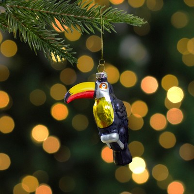 4.75" Black and Gold Glass Toucan Bird Ornament