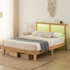 GustoWave Rattan Bed Frame Queen, Boho Bedframe with Natural Rattan Headboard,Wooden Support Legs and Slats, Noise-Free, No Box Spring Needed - 4 of 4