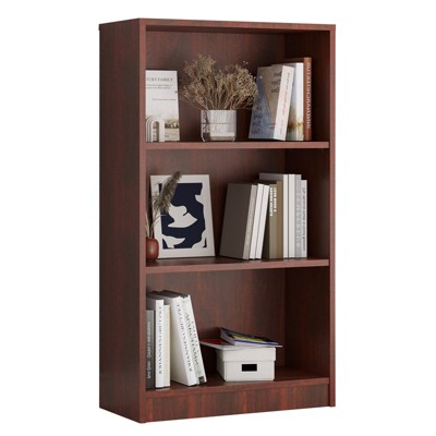 Grungis Decorative Bookshelf with 3 Shelf,Tall Bookcase Display Shelves with Free Standing Design,Modern Wood Bookshelf for Living Room