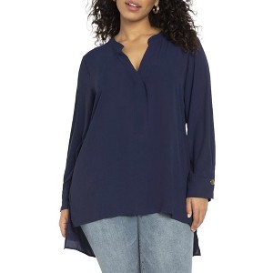 ELOQUII Women's Plus Size Mandarin Collar Tunic - 1 of 4